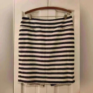 Ann Taylor pencil skirt | women's | linen | Navy and white striped | size 14